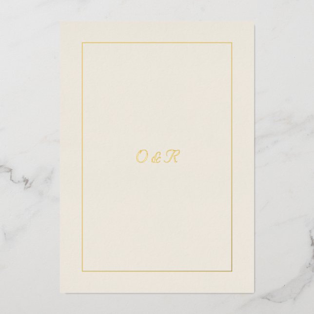 Editable Minimal QR Code Invitation with Gold Init Foil Invitation (Front)