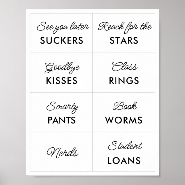 Editable Minimalist 2 Graduation Candy Bar Signs (Front)