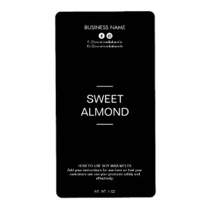 Editable Minimalist Black Soy Wax Melt Labels