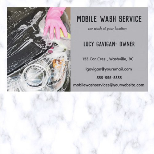 Editable Mobile Car Wash Services Business Card