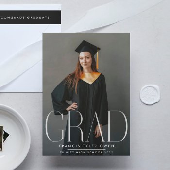 Editable Modern High School Photo Graduation Announcement by PhrosneRasDesign at Zazzle