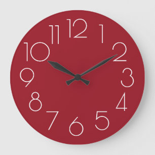 Editable Modern Minimalist Burgundy White Clock