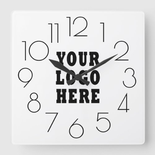 Editable Modern Minimalist Company Business Logo Square Wall Clock