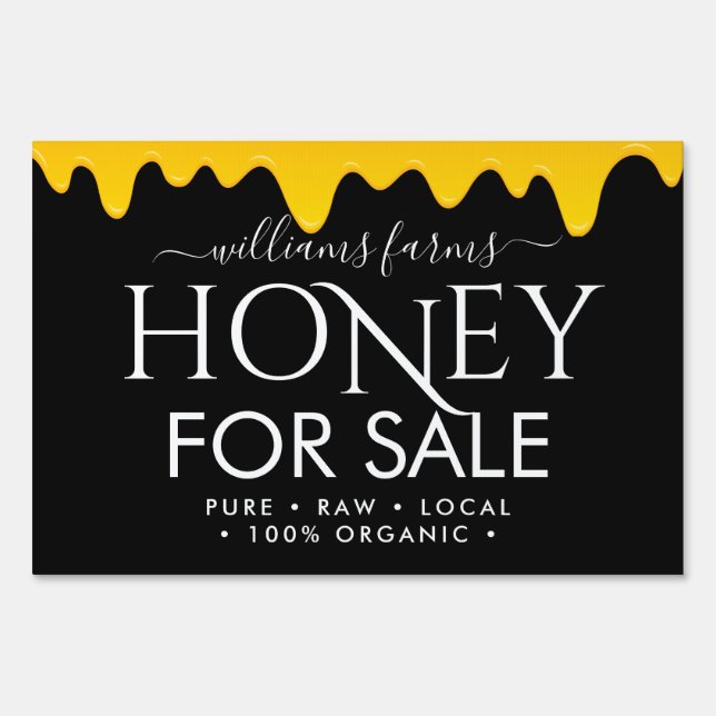 Editable Modern Minimalist Pure Honey For Sale Sign (Front)
