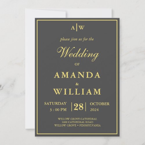 Editable modern Minimalist Suite gold Wedding Invitation