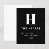 Editable Modern Monogram Name & Message | Black (Front/Back)