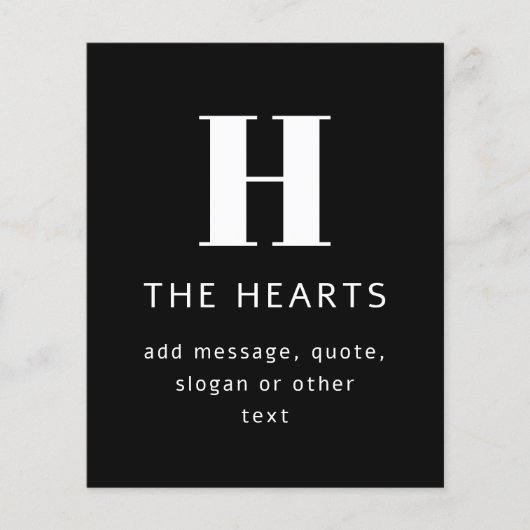 Editable Modern Monogram Name & Message | Black (Front)