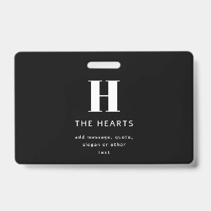 Editable Modern Monogram Name & Message   Black Badge