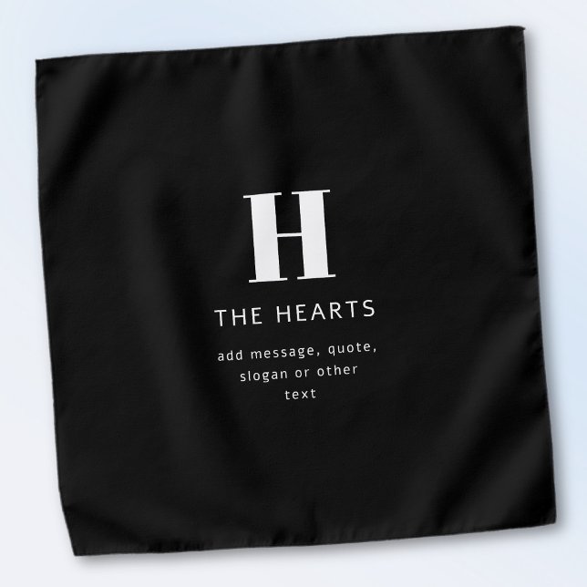 Editable Modern Monogram Name & Message | Black Bandana (Creator Uploaded)