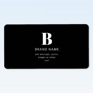 Editable Modern Monogram Name & Message   Black Label