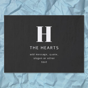 Editable Modern Monogram Name & Message   Black Tissue Paper