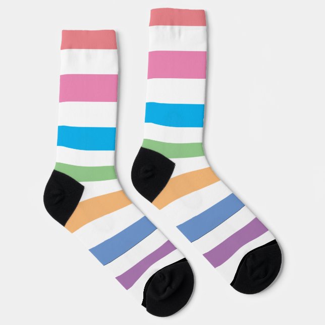 EDITABLE MODERN PASTEL COLORFUL STRIPE SOCKS (Right)