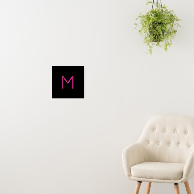 Editable Modern Pink & Black Monogram Foam Board (In Situ (Wall))