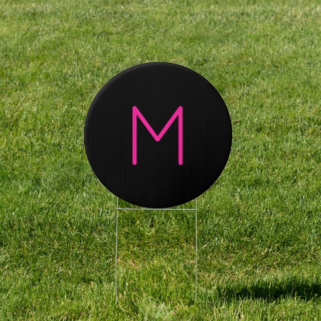 Editable Modern Pink & Black Monogram Sign (Insitu)