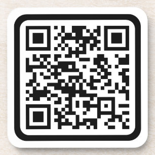Editable Modern QR code Black White or Any Color Beverage Coaster