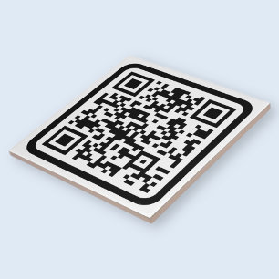 Editable Modern QR code   Black White or Any Color Ceramic Tile