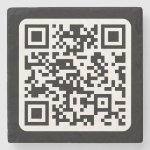Editable Modern QR code Black White or Any Color Stone Coaster