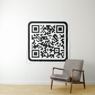 Editable Modern QR code Black White or Any Color Tapestry