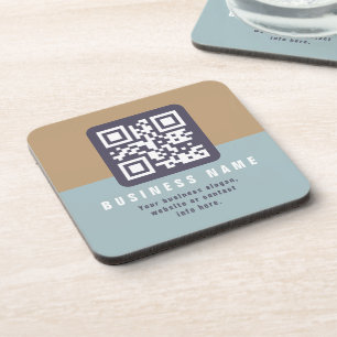 Editable Modern QR code Template Muted Colors Beverage Coaster