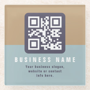 Editable Modern QR code Template Muted Colors Glass Coaster