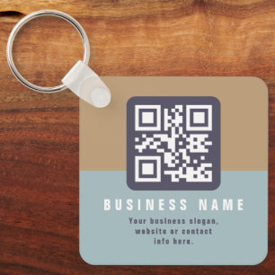 Editable Modern QR code Template   Muted Colors Keychain