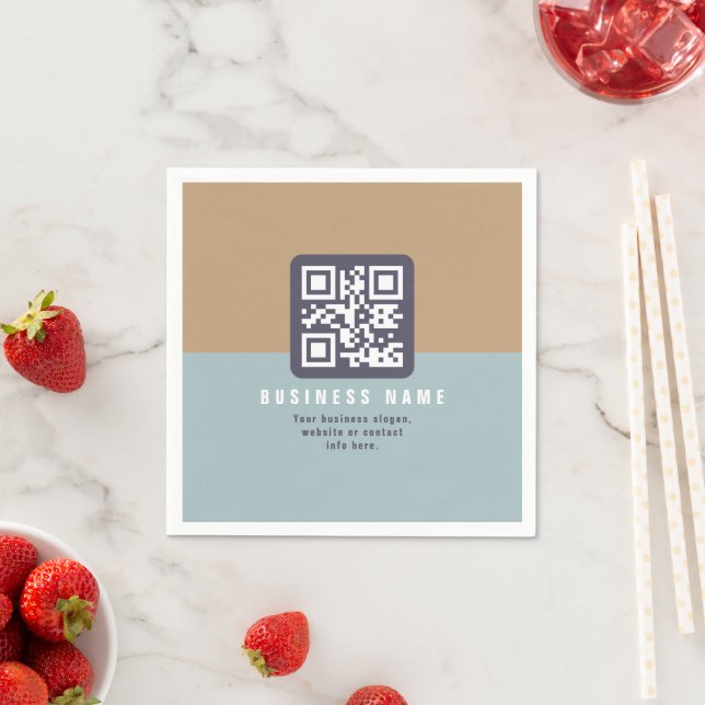 Editable Modern QR code Template | Muted Colors Napkins (Insitu)