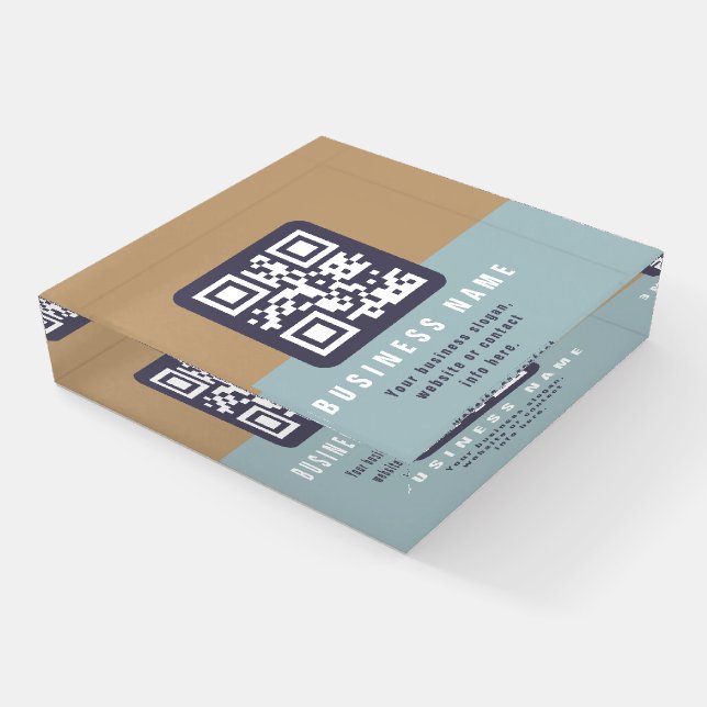 Editable Modern QR code Template | Muted Colors Paperweight (Angled)