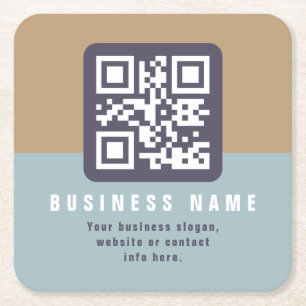 Editable Modern QR code Template Muted Colors Square Paper Coaster