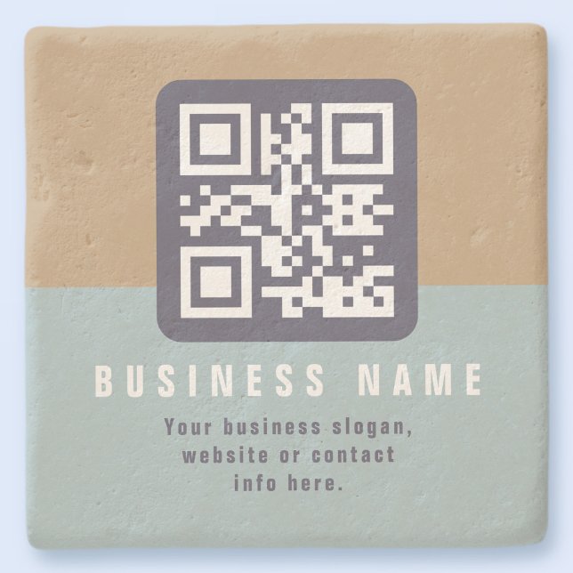 Editable Modern QR code Template | Muted Colors Stone Coaster (Creator Uploaded)