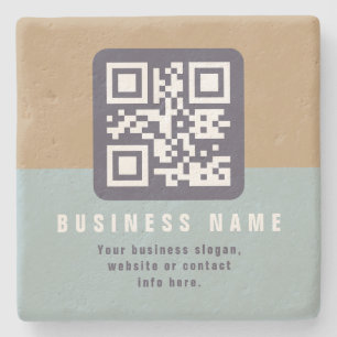 Editable Modern QR code Template Muted Colors Stone Coaster