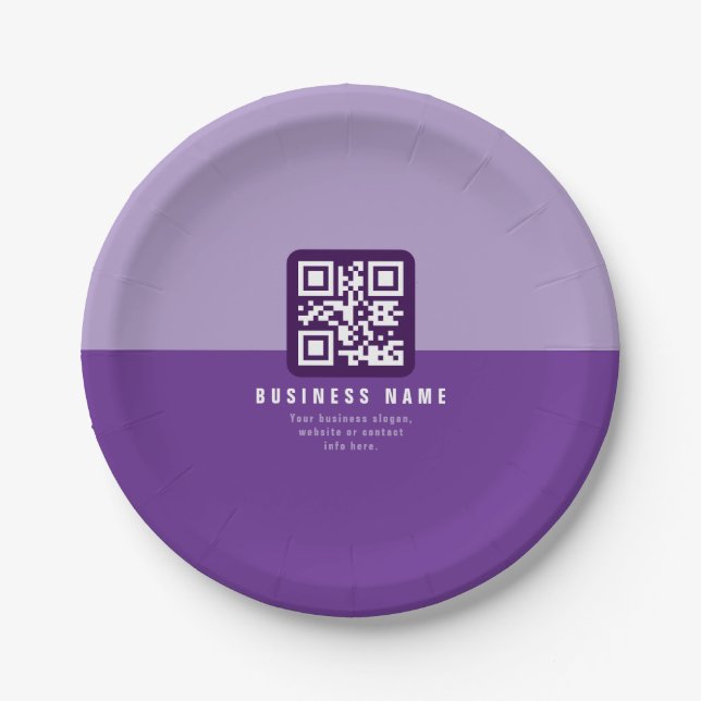 Editable Modern QR code Template | Purples Paper Plates (Front)