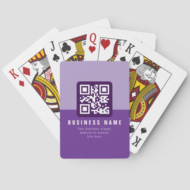 Editable Modern QR code Template | Purples Poker Cards (Back)