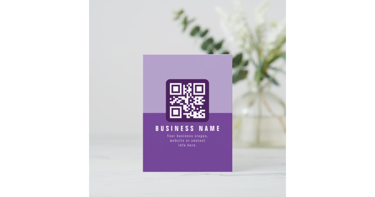 Editable Modern QR code Template | Purples Postcard | Zazzle