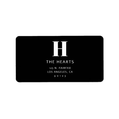 Editable Modern Return Address  Monogram  Black Label