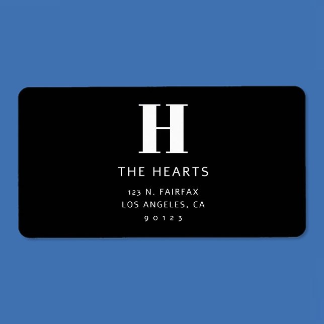 Editable Modern Return Address & Monogram | Black Label (Creator Uploaded)