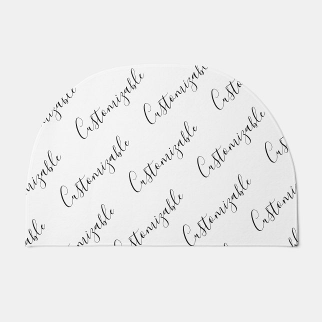 Editable Modern Scrip Text Pattern | Black & White Doormat (Front)