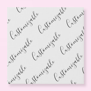 Editable Modern Scrip Text Pattern Black & White Faux Canvas Print