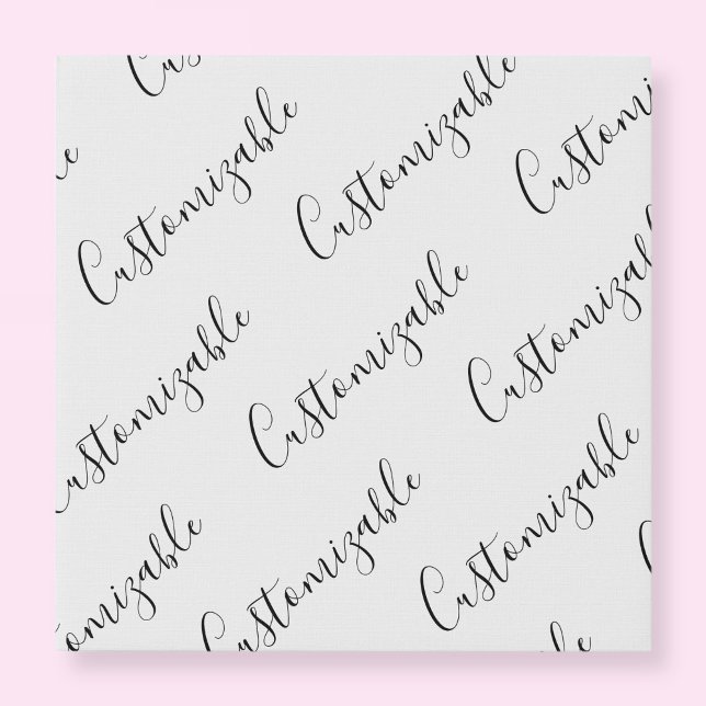 Editable Modern Scrip Text Pattern | Black & White Faux Canvas Print (Creator Uploaded)