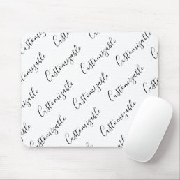 Editable Modern Scrip Text Pattern | Black &amp; White Mouse Pad