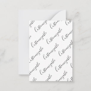 Editable Modern Scrip Text Pattern Black & White Note Card
