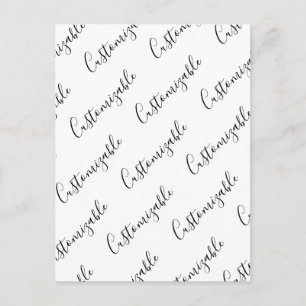 Editable Modern Scrip Text Pattern Black & White Postcard