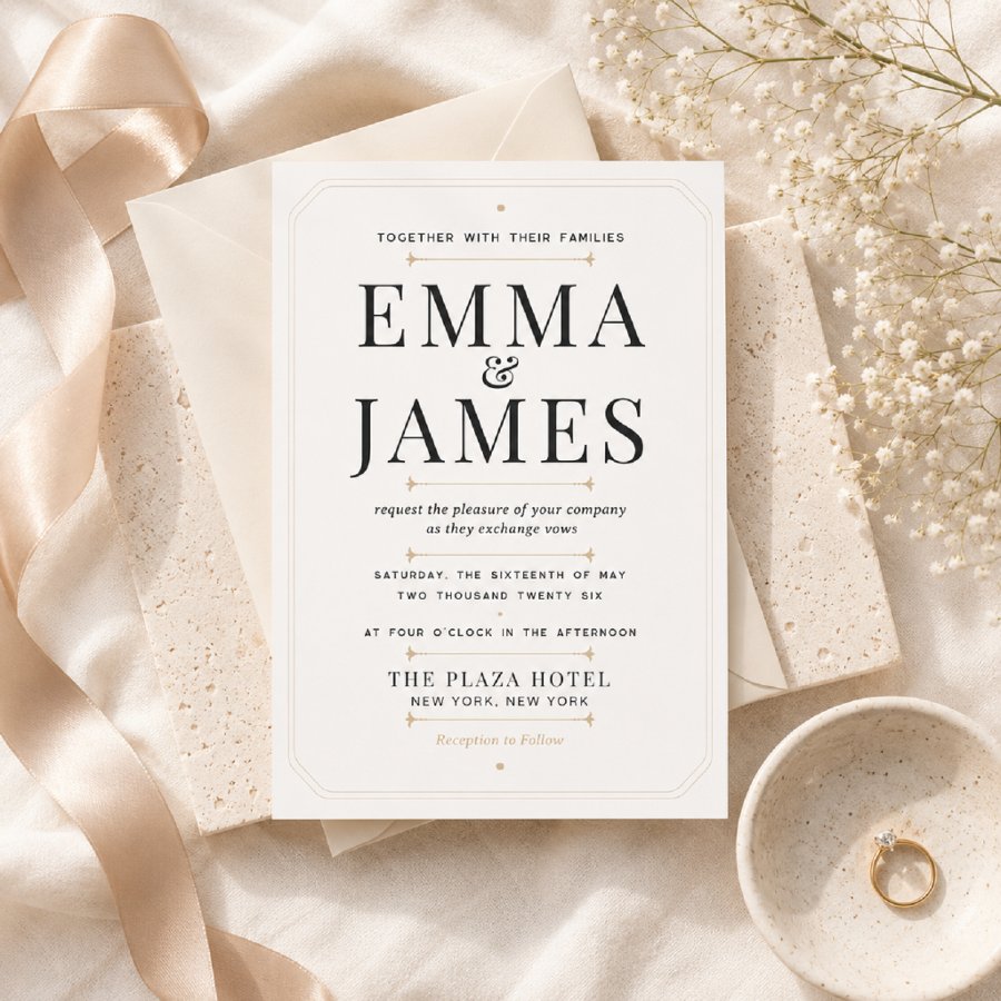 Editable Modern Serif Luxury Wedding Invitation