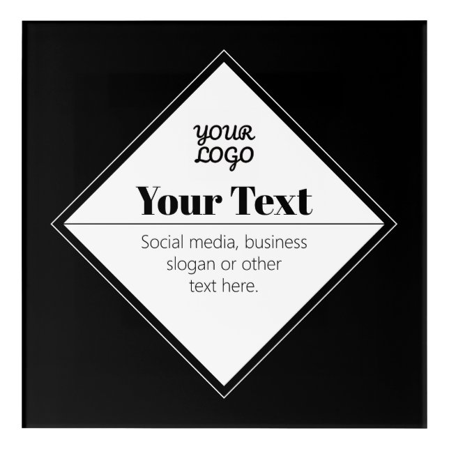 Editable Modern Text Design & Your Logo Acrylic Print (Front)
