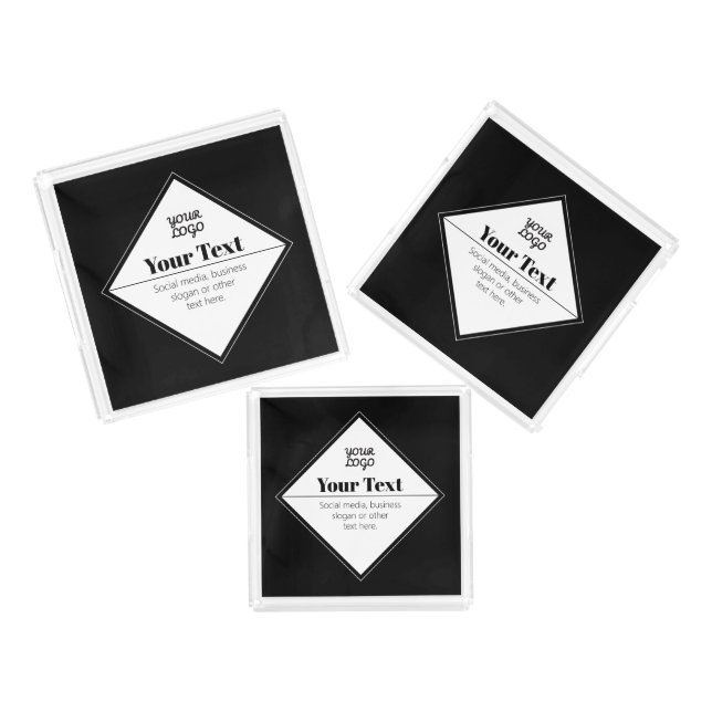 Editable Modern Text Design & Your Logo Acrylic Tray (Set)