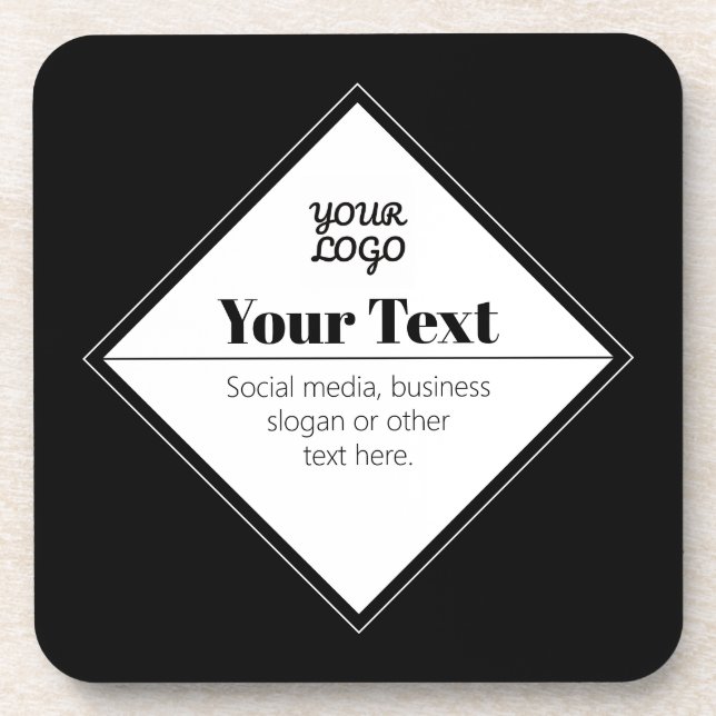Editable Modern Text Design & Your Logo Beverage Coaster (Front)