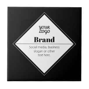 Editable Modern Text Design & Your Logo Ceramic Tile