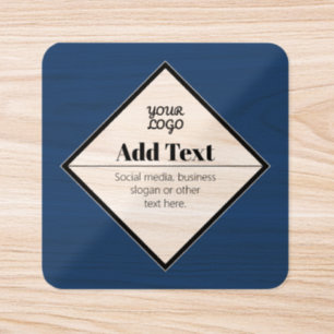 Editable Modern Text Design & Your Logo Clear Square Sticker