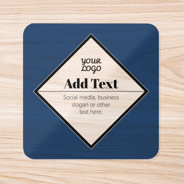 Editable Modern Text Design & Your Logo | Clear Square Sticker (Single)