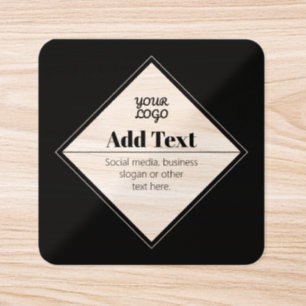 Editable Modern Text Design & Your Logo Clear Square Sticker