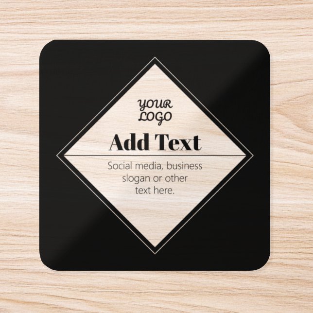 Editable Modern Text Design & Your Logo | Clear Square Sticker (Single)